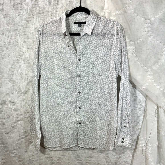 John Varvatos Star USA floral white and grey collared button up size M - Picture 5 of 11